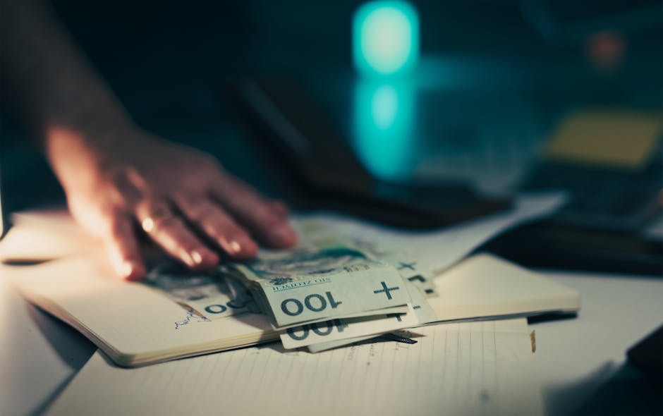 Australian compensation for fraud victims: $3000 payment, hand with cash, office desk.