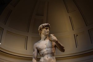 David statue in gallery, influencing Australian property amid US-Iran tensions.